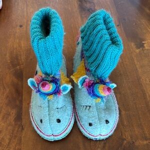 Garnet Hill Kids' Boiled Wool Unicorn Slippers